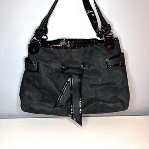 Mary Kay Bag Purse Shoulder Straps Black Patent Trim Bow